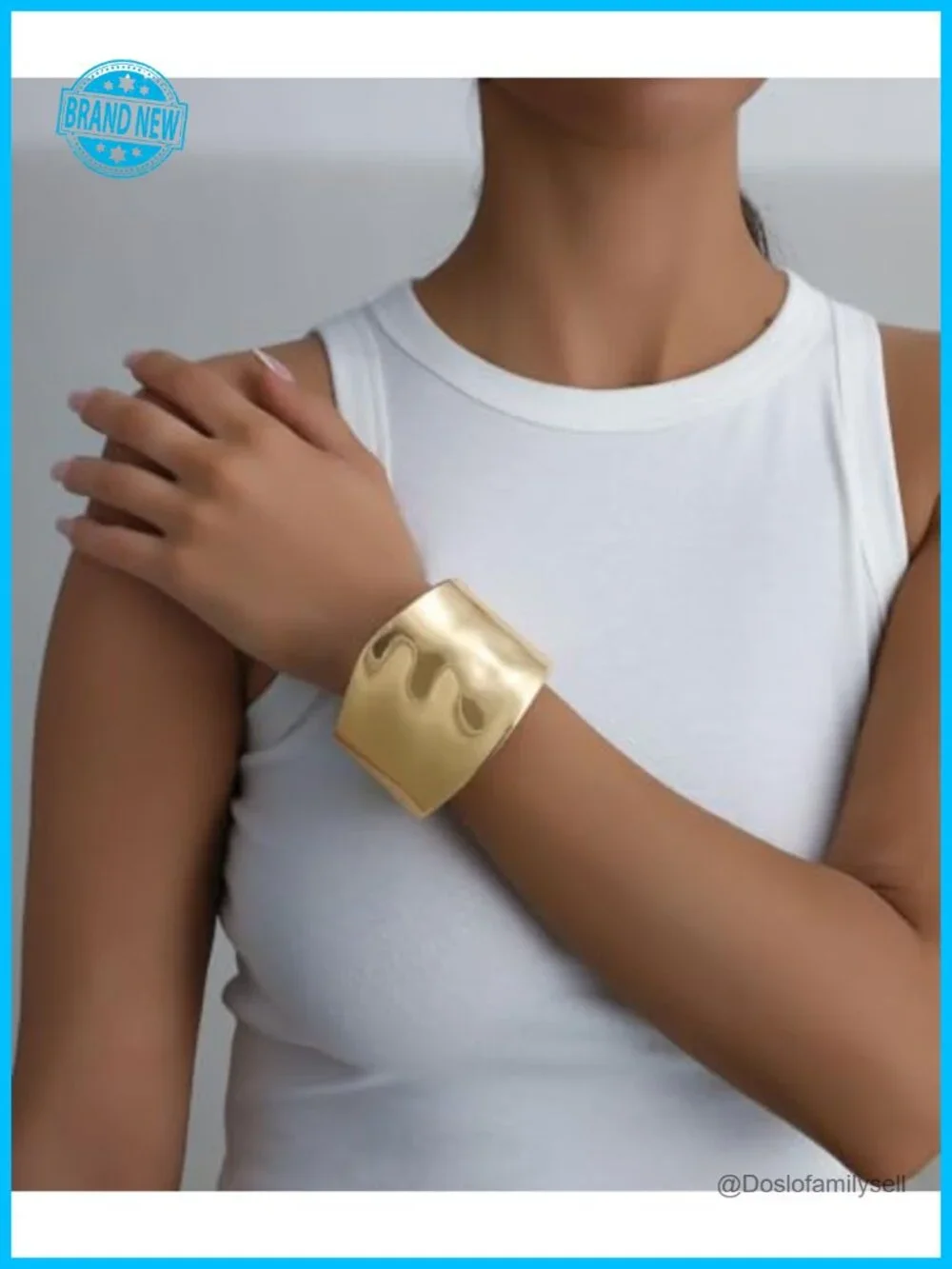 4 Chunky Gold Plated Wide Hinged Cuff Bangle Bracelets Stackable Open
